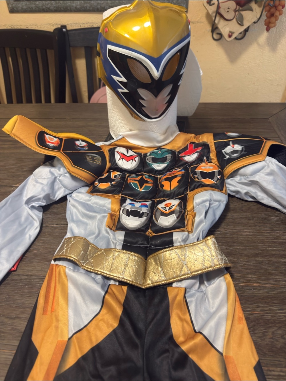 Power Ranger Gold and Black Kids Superhero Costume with Mask